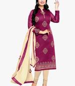 Maroon  embroidered chanderi untiched salwar suit dress material