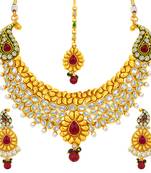 Classic gold plated american diamond necklace set for women