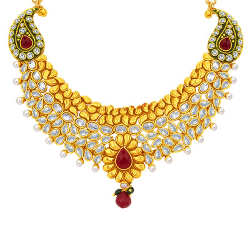 Classic gold plated american diamond necklace set for women