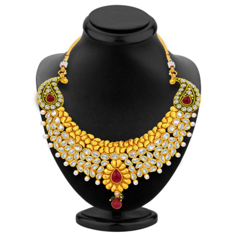 Classic gold plated american diamond necklace set for women
