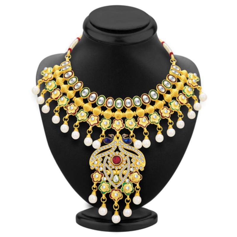 Gold peacock Kundan Diya Set - Accessory