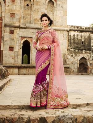 multicolor embroidered georgette saree With Blouse 1