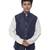 Blue plain silk kurta pyjama