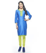 Blue Cotton Printed Stitched Kurti