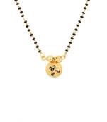 Single Wati Mangalsutra With Floral Design Round Wati; Gold Tone