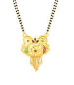 Gold Tone Mangalsutra With Dholak Inspired Design; Double Chain