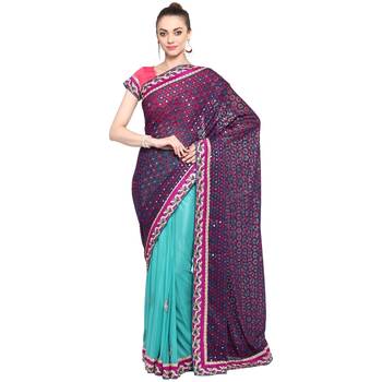 Brown Embroidered Georgette Saree With Blouse 1