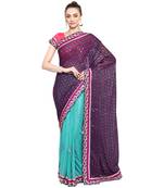 Brown Embroidered Georgette Saree With Blouse