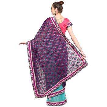 Brown Embroidered Georgette Saree With Blouse 3