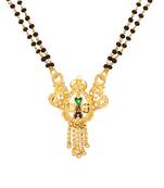 Double Chain Mangalsutra With Gold Toned Pendant; Pear Design