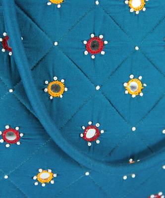 Womens Cottage Blue Cotton Full Patch Work Bag 4