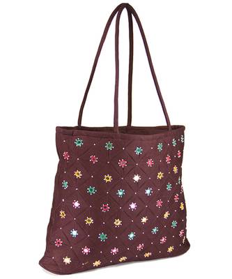 Womens Cottage Brown Cotton Full Patch Work Bag 3