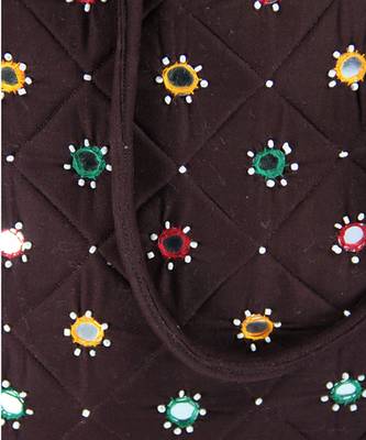 Womens Cottage Brown Cotton Full Patch Work Bag 4