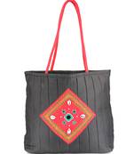 Womens Cottage Black Cotton Kawadi Patch Work Bag