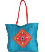 Womens Cottage Blue Cotton Kawadi Patch Work Bag