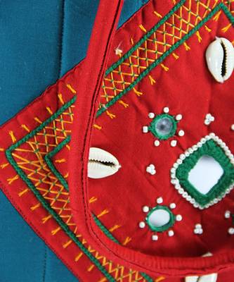 Womens Cottage Blue Cotton Kawadi Patch Work Bag 4