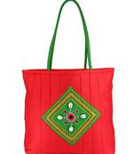 Womens Cottage Red Cotton Kawadi Patch Work Bag