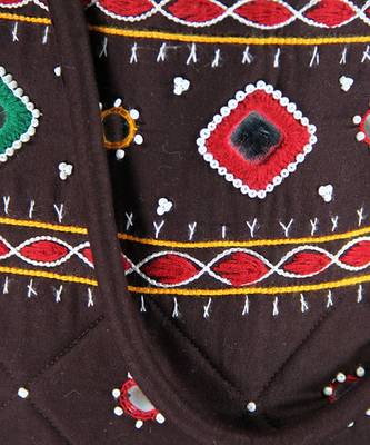 Womens Cottage Brown Cotton Border Patch Work Bag 4