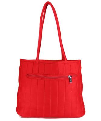 Womens Cottage Red Cotton Border Patch Work Small Bag 2