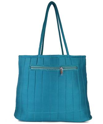Womens Cottage Blue Cotton Flower Bunch Patch Work Bag 2