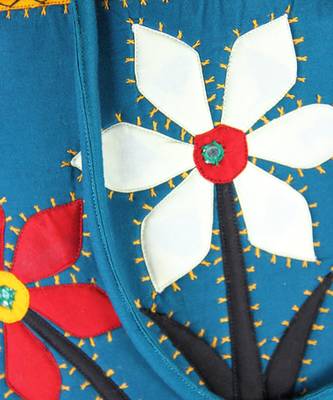 Womens Cottage Blue Cotton Flower Bunch Patch Work Bag 4