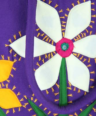 Womens Cottage Purple Cotton Flower Bunch Patch Work Bag 4