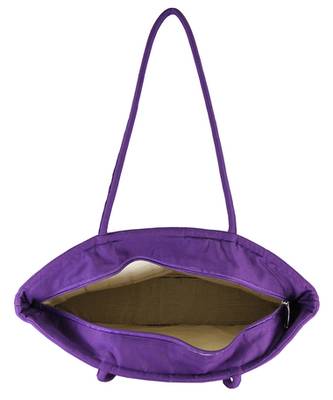 Womens Cottage Purple Cotton Flower Bunch Patch Work Bag 5