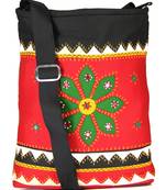 Womens Cottage Red Cotton Patch Work Collage Bag