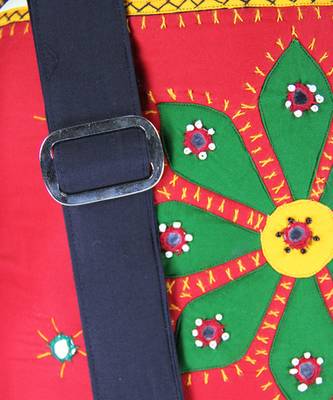 Womens Cottage Red Cotton Patch Work Collage Bag 4