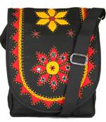 Womens Cottage Black Cotton Patch Work Collage Bag