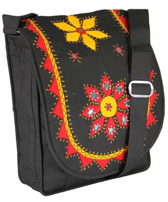 Womens Cottage Black Cotton Patch Work Collage Bag 3