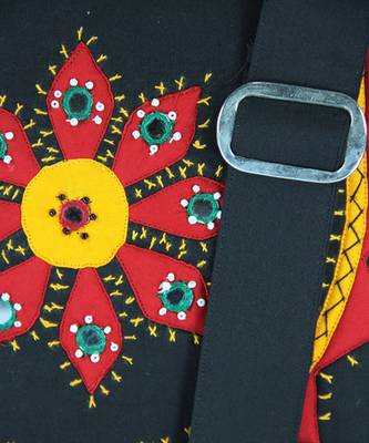 Womens Cottage Black Cotton Patch Work Collage Bag 4