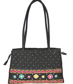 Womens Cottage Black Cotton Patch Work Square Bag