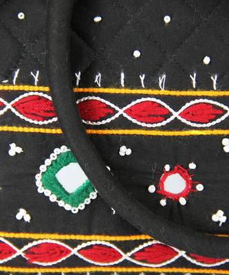 Womens Cottage Black Cotton Patch Work Square Bag 3