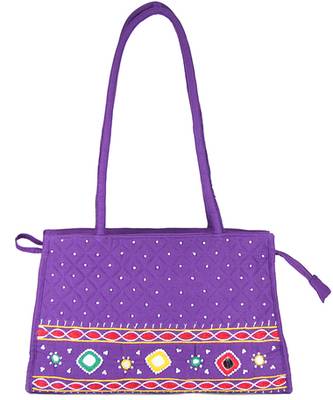 Womens Cottage Purple Cotton Patch Work Square Bag 1