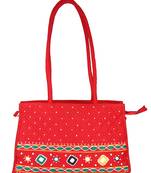 Womens Cottage Red Cotton Patch Work Square Bag
