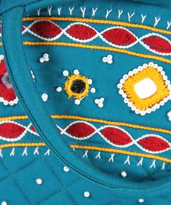 Womens Cottage Blue Cotton Patch Work Purse 3