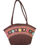 Womens Cottage Brown Cotton Patch Work Purse