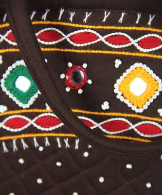 Womens Cottage Brown Cotton Patch Work Purse 3