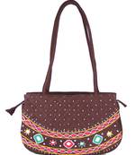 Womens Cottage Brown Cotton Patch Work Round Purse
