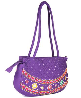 Womens Cottage Purple Cotton Patch Work Round Purse 2