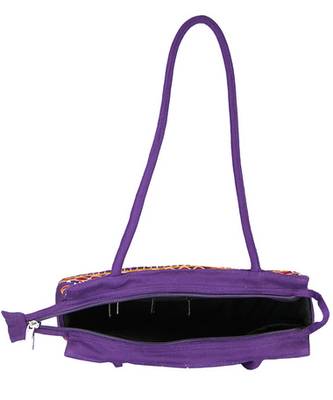 Womens Cottage Purple Cotton Patch Work Round Purse 4