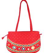 Womens Cottage Red Cotton Patch Work Round Purse