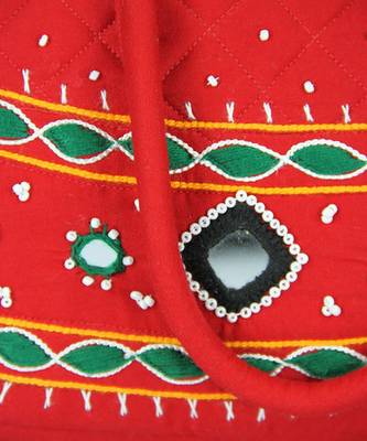Womens Cottage Red Cotton Patch Work Round Purse 3