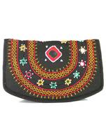 Womens Cottage Black Cotton Big Mirror Patch Work Hand Purse