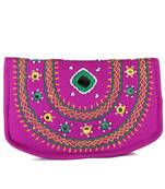 Womens Cottage Magenta Cotton Big Mirror Patch Work Hand Purse
