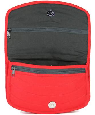 Womens Cottage Red Cotton Big Round Patch Work Hand Purse 3