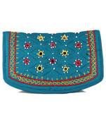 Womens Cottage Blue Cotton Big Jali Patch Work Hand Purse