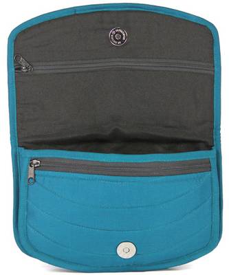 Womens Cottage Blue Cotton Big Jali Patch Work Hand Purse 3
