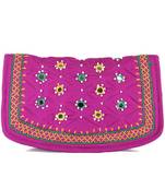 Womens Cottage Magenta Cotton Big Jali Patch Work Hand Purse